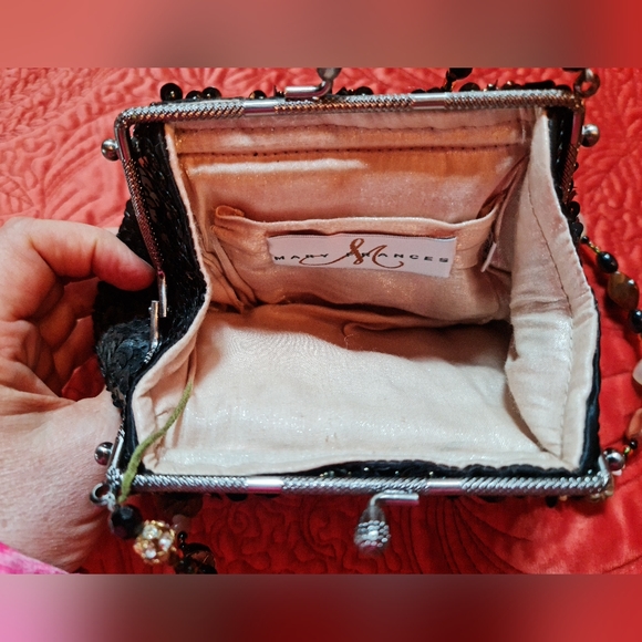 Mary Frances Clutch Beaded Shoulder Strap Sequins Crystals Suede RARE NWT - Picture 4 of 8